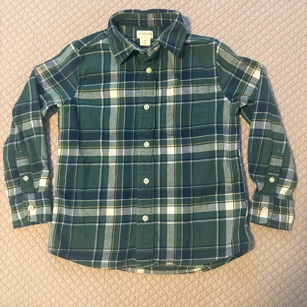 Crewcuts Kids Plaid Button-Down Shirt in Green